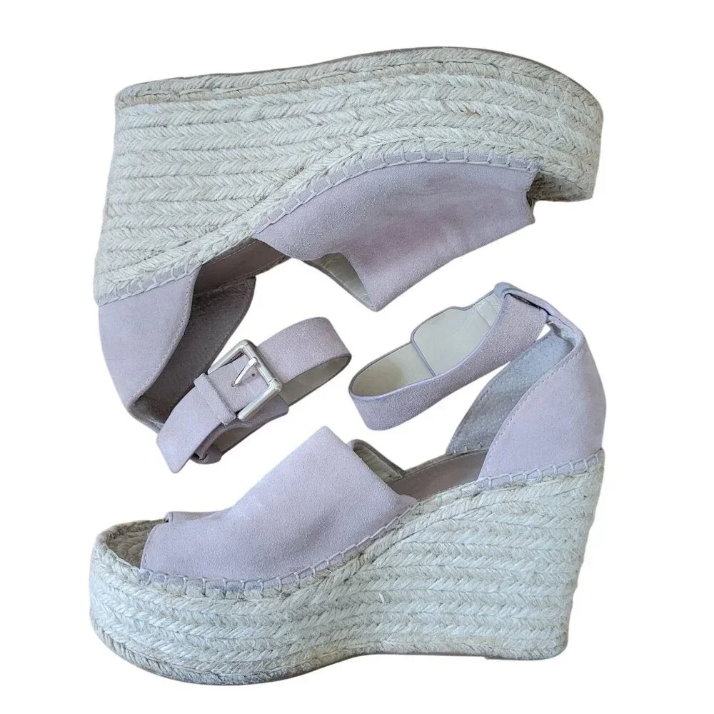 Marc‎ Fisher 9.5 Suede Leather Espadrille Platform Wedge Sandals Alida